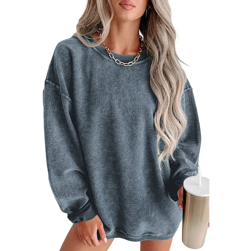 Casual Solid Color Long Sleeve Knitted Pullover Sweater